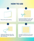 Instructions for using Window Screen Repair Kit 5 By 7 Inch Patch Silver Two Patches For A Quick Handy Screen Fix On Window Screens