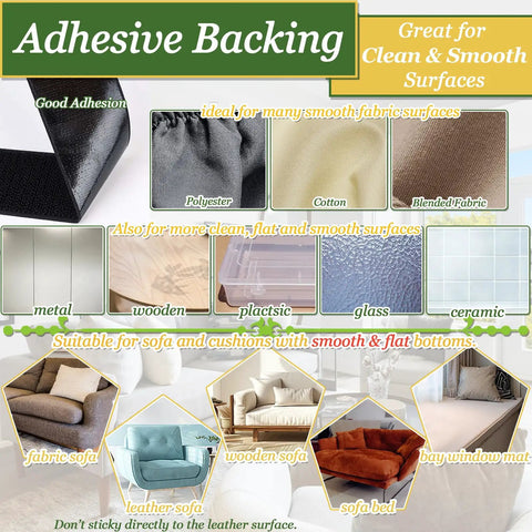 Image showing adhesive backing for 4.3 Inch By 26.3 Feet Heavy Duty Adhesive Hook And Loop Tape For Couch Cushions No Slip Grip.