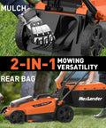 20V Cordless Lawn Mower And 12 Inch Weed Wacker Combo With Two 4Ah Batteries And Charger 13 Inch Deck Large 30L Grass Collection Bag For Easy No Fuss Yard Cleanup, 2-in-1 mulch and rear bag mode