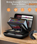 Open Lockable Fireproof Document Box With Water Resistant Hard Case And 25 Pocket Accordion File Organizer showing contents