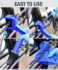 Bike And Motorcycle Chain Cleaning Brush Set Blue And Red Dual Color 10 Inch Total Length Multi Purpose Chain Maintenance Tool