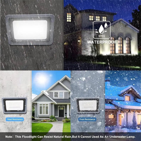 JUDYSSY Flood Lights Outdoor White Light 800W 1000W, Led Floodlight Super Brig, 800W，1000W，1000W installed on house during rain
