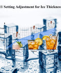 Graph of 11-setting ice thickness adjustment showing drinks on ice against High Capacity Ice Maker Machine For Restaurant And Home
