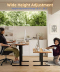 Yihayo Electric Standing Desk For Short People With 48 By 24 Inch Surface And Rustic Brown Finish in home office setting.