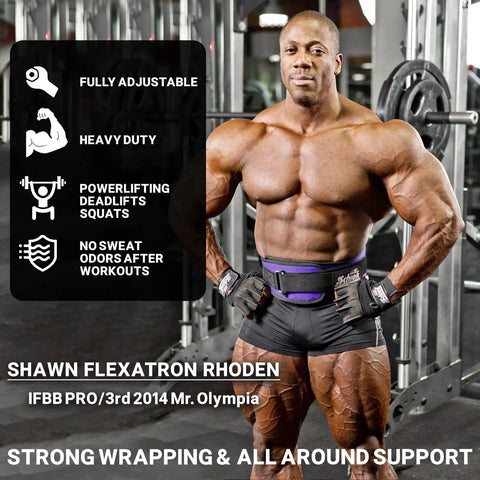 Heavy Duty 6 Inch Nylon Weight Lifting Belt For Powerlifting And Strength Training With Contoured Lower Back Support For Crushing Gym Sessions And Legit Muscle Gains worn by a muscular man in the gym.