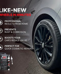 Top Shelf Matte Gray Rim Touch Up Paint For Alloy Wheels And Metal Rims Diy Wheel Scratch Fix Kit To Banish Curb Rash With Easy Dual Tip Applicator Pen on car tire.