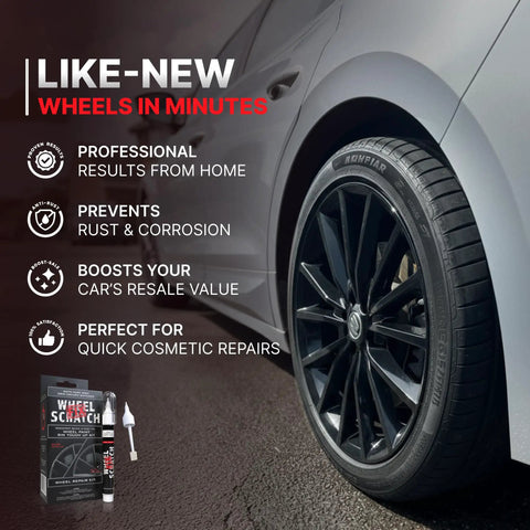 Top Shelf Matte Gray Rim Touch Up Paint For Alloy Wheels And Metal Rims Diy Wheel Scratch Fix Kit To Banish Curb Rash With Easy Dual Tip Applicator Pen on car tire.