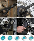 Universal Wrench Set With 38 Pieces Dual SAE And Metric Wrenches From One Quarter Inch To One Inch And Six To Twenty Five Millimeters Two Piece Carbon Steel With Corrosion Resistant Finish Ideal for Home And Auto Repairs shown in use on bolts.