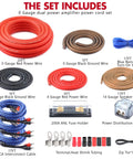 0 Gauge True Dual Amp Wiring Kit With 2000W Power 200A ANL Fuse OFC RCA Cables 14 Gauge Speaker Wire Pre Cut Power And Ground Cables Distribution Block Install Hardware For A High Performance Car Audio System. Kit parts laid out