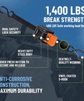Mini G3 Retractable Ratchet Straps With Dual S Hooks, 1400 Lbs Break Strength, 1 Inch Wide, Auto Ratchet Tension