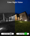 Outdoor Security Camera With 3MP Color Night Vision showcasing spotlight effect on house front yard at night