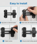 Installation steps for Barn Door Lock Set With Sliding Door Hardware In Carbon Steel Black Finish, Quick Lock Hook and Eye Latch