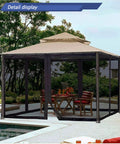 Keeps Bugs Out Mosquito Netting For Gazebo Canopy Replacement Screen Walls With Slip Rings Four Door Zipper Easy Install Black Net Only 12x12 Feet Universal Fit For Most Gazebos installed around outdoor seating area.