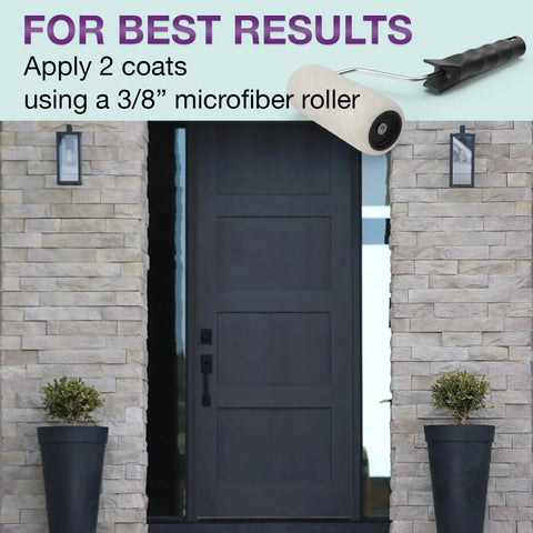 Black door and stone wall painted with All In One Refinishing Paint For Furniture And Cabinets No Prep Needed Fast Easy Application