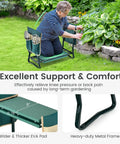 Garden Kneeler And Seat 2 In 1 Folding Gardening Stool With EVA Foam Pad And Heavy Duty Metal Frame Portable Bench With Detachable Tool Bags Perfect For Pruning Weeding Planting Great Gift For Women Men Seniors Holds 330 Lbs shown in use in garden