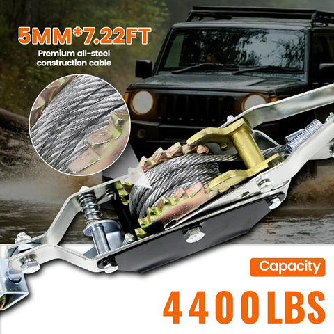 2 Ton Heavy Duty Come Along Winch With Ratchet Chain For Quick Lifts And Steady Pulls In The Garage Or On The Job Site A Solid Workhorse For Light To Medium Duty Towing And Lifting Tasks, 5mm steel cable, 4400 lbs