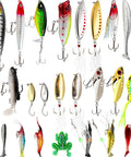 27-Piece Fishing Lures Kit With Hard And Soft Baits For Bass, Trout, Pike, Deep Diving Crankbaits In Premium Gift Box displayed