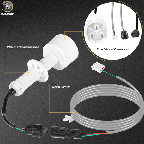 Water Level Sensor Probe Kit Replacement 000016053 for Commercial Ice Makers with wiring harness and probe, front view of connectors.