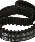 Top Shelf Premium Automotive Timing Belt Featuring PTFE Infused Nylon Jackets And High Grade HNBR Rubber for heavy duty engine protection.