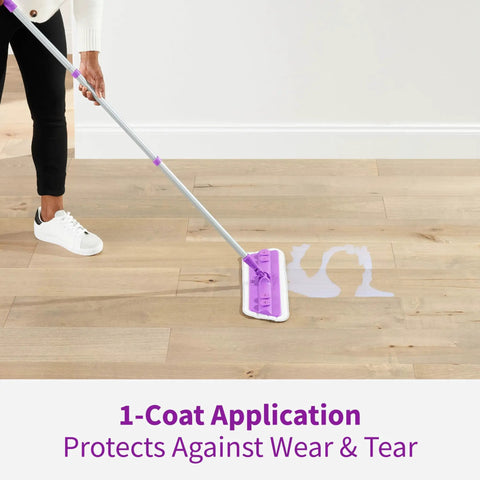 Applying All Floors Restorer That Fills Scratches Brings Back Deep Shine And Locks In Protection For Hardwood Laminate Vinyl And Tile With One Slick Coat 1 Gallon on hardwood floor