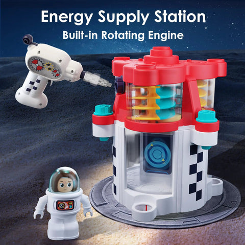 Hands On Rocket Space Toy Set For Kids Explore The Cosmos with spaceship playset, space shuttle, drill, and astronaut figure.