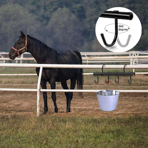 Six Hook Portable Horse Tack Rack With 360 Degree Swivel Hooks Bridle Hangers For Stall Barn And Fence No Drill Setup Black Durable