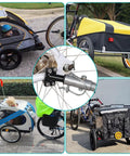 Universal Bike Trailer Hitch Coupler Attachment For Kids And Pets Gear shown with various trailers attached to bikes