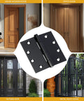 JAVOUKA black steel door hinge, 4.5 x 4.5 in, heavy-duty square-corner hinge for doors