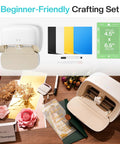 S501 Vinyl Cutter Machine Portable Plotter with crafting accessories, for DIY sticker making and vinyl crafts, on a wooden surface.