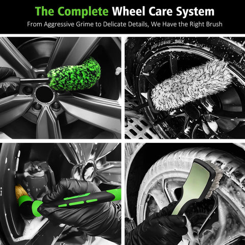 4 Piece Car Wheel Cleaning Kit With 360 Degree Bendable Wheel Brush, Premium Boar Hair Detailing Brush, Microfiber Rim Brush And Tire Brush For Scratch Free, Deep Clean Of Wheels And Tires At Home