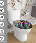 Octopus Toilet Seat Elongated Resin for Coastal Bathroom on modern toilet, featuring vibrant octopus artwork and ergonomic design.