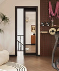 Mirror Slab Door 24x80 One Side French Interior Pocket Barn Door Solid Wood Paintable Black Pre Finished Panel in living room