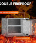 Interior view of 1.2 Cubic Feet Fireproof Safe Box With Digital Keypad Alarm System For Home And Office Use Protecting Money Jewelry Documents And Valuables Removable Shelf Heat Activated Door Seal Fire Resistant 30 Minutes At 1400 Degrees Fahrenheit, showing fireproof gypsum board and sealing strip.