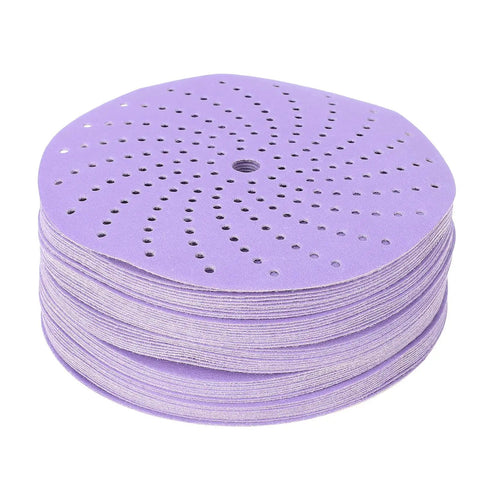 Ycauty 50 Pack Ceramic Sanding Discs For Wood Metal And Car With Hook Loop Fast Cut Porous Design Low Dust stack of sanding discs