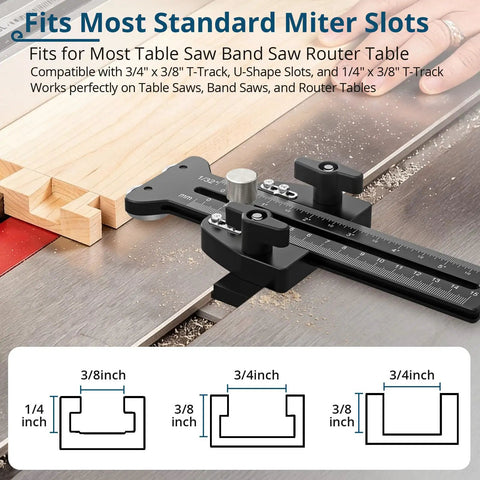 Dead Nuts On Accuracy Thin Rip Jig For Table Saw shows adjustment features for miter slots, perfect for narrow stock cutting.