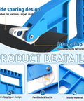 Heavy Duty Horse Stall Mat Grippers Set Of 2, Serrated Grip For Tight Fit And Easy Move, Slippage Free Handling, Mat Lifter Tool To Shift Large Carpets Safely, Durable Stall Flooring Accessory For Quick Adjustments. Blue plastic mat gripper with serrated grip and wide spacing for carpet mats