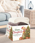Foldable Storage Bin With Lid Handles Clutter Slayer Game Changer For Bedroom Organization, filled with blankets, 16.5x12.6x11.8 size.