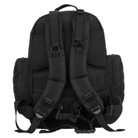 Back view of Military Inspired Tactical Diaper Backpack For Dads With 24L Capacity Water Resistant 600D Polyester, showing straps and details