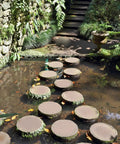 Installed Two Pack Round Concrete Walk Maker Molds Ultra Durable Plastic Stepping Stone Molds For Quick Outdoor Walkways.