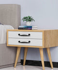Matte Black Aluminum Alloy 10-Piece Drawer Handles Set installed on bedside table drawers