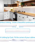 Modern kitchen with under cabinet LED lights kit with six 12 inch bars seamlessly linkable includes adapter and switch 5000K daylight.