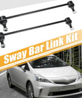 Two Pack Front Stabilizer Sway Bar End Links Kit K80879 4882052030 4882052040 Fits Scion XD 2008 2014 Toyota Yaris 2006 2018 Prius C 2012 2019 Front Left And Right Suspension Replacement Keeps Your Ride Smooth. Two black sway bar links with a Toyota Prius C shown