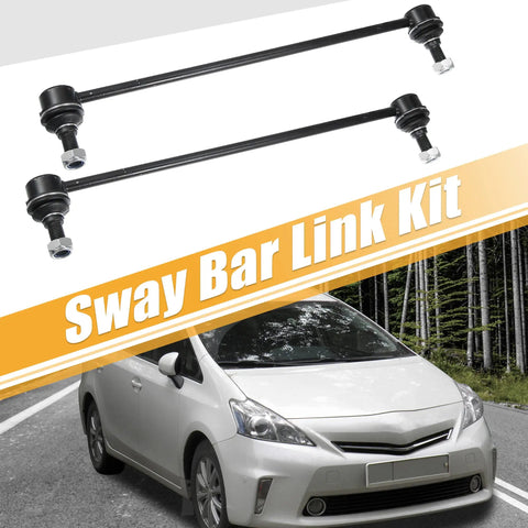 Two Pack Front Stabilizer Sway Bar End Links Kit K80879 4882052030 4882052040 Fits Scion XD 2008 2014 Toyota Yaris 2006 2018 Prius C 2012 2019 Front Left And Right Suspension Replacement Keeps Your Ride Smooth. Two black sway bar links with a Toyota Prius C shown