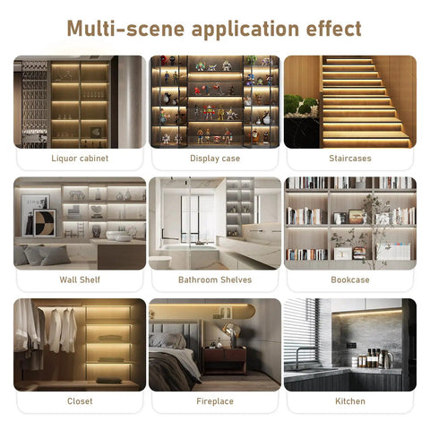 Multi-scene application of Under Cabinet LED Light Strip Kit 16.4Ft Cuttable Warm White 3000K