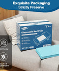 Ultra Absorbent 30x36 Disposable Bed Pads With Rapid-Dry Core And Waterproof Backing For Overnight Leak Protection, hospital mattress underpads in packaging.