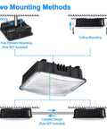 Super Bright 50W LED Canopy Light 6000 Lumens 100 to 277V AC ETL Listed IP65 Waterproof Daylight White 5000K mounting methods