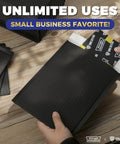 Person using 110 Count Self Sealing Bubble Mailers 6x10 Inch Waterproof Padded Envelopes with 6x9 Inch Usable Space on wooden table