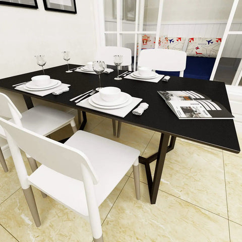 Dining table covered with Matte Black Contact Paper For Cabinets And Walls Peel And Stick Waterproof Vinyl Wrap