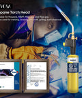 Propane Torch Head With 3 Interchangeable Nozzles, Trigger Start Ignition For High Heat Welding Soldering And Cooking, Gas Tank Not Included, Durable Home And Workshop Tool