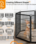 Assembly of 32 Inch 32 Panels Outdoor Dog Playpen Built Tough Heavy Duty Metal Pet Fence for RV Camping Yard Garden